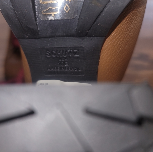 NWT Schutz Zara Dark Tan Maroon Platform Genuine Leather Combat Heel Boots - Picture 10 of 17